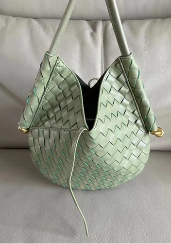 Mia Woven Leather Slim Shoulder Strap Bag Green