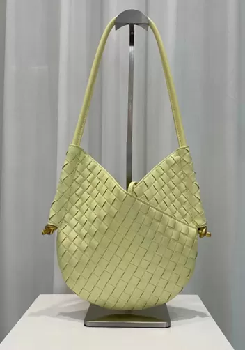 Yellow woven leather hobo bag