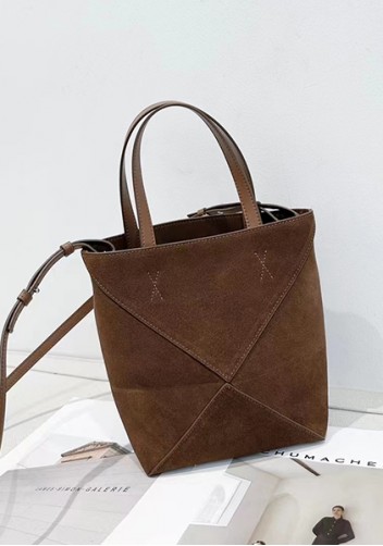 Adrienne Patchwork Suede Leather Mini Tote Camel