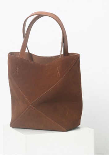 Adrienne Patchwork Suede Leather Mini Tote Camel