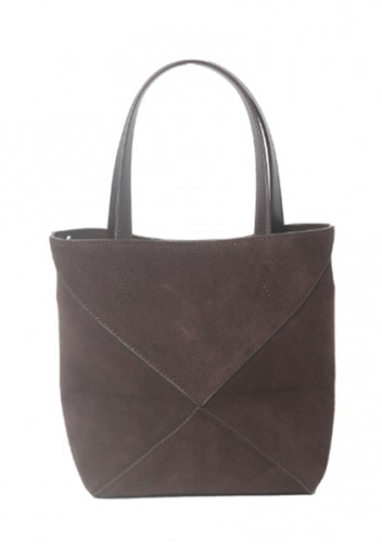 Adrienne Patchwork Suede Leather Mini Tote Choco