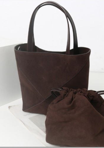 Adrienne Patchwork Suede Leather Mini Tote Choco