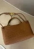 Allegria Woven Horizontal Leather Shoulder Bag Camel