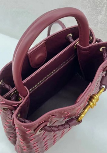 Allegria Woven Small Leather Shoulder Bag Burgundy