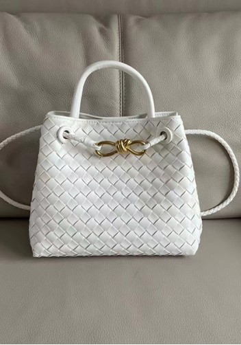 Allegria Woven Small Leather Shoulder Bag Cream