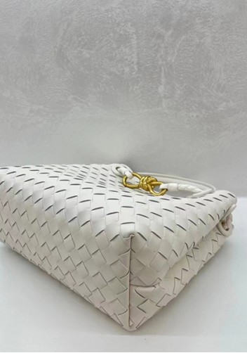 Allegria Woven Small Leather Shoulder Bag Cream