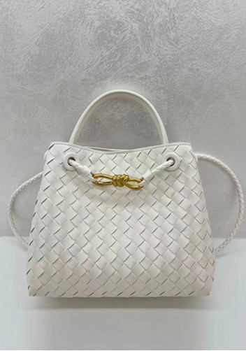 Allegria Woven Small Leather Shoulder Bag Cream