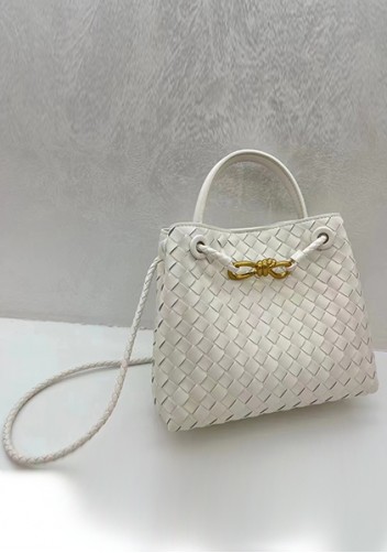 Allegria Woven Small Leather Shoulder Bag Cream