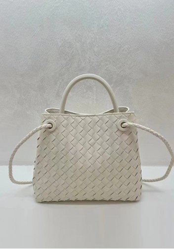 Allegria Woven Small Leather Shoulder Bag Cream