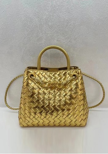 Allegria Woven Small Leather Shoulder Bag Gold