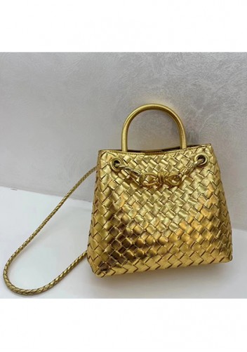 Allegria Woven Small Leather Shoulder Bag Gold