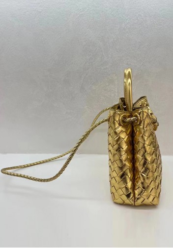 Allegria Woven Small Leather Shoulder Bag Gold