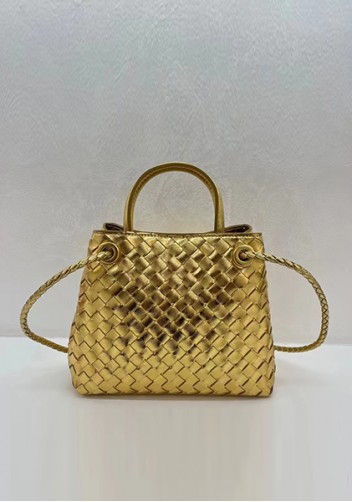 Allegria Woven Small Leather Shoulder Bag Gold