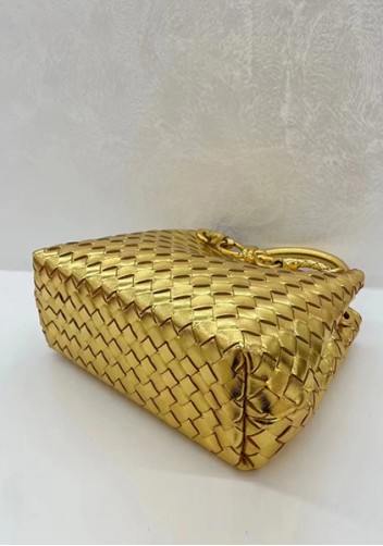 Allegria Woven Small Leather Shoulder Bag Gold