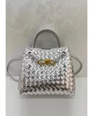 Allegria Woven Small Leather Shoulder Bag Silver