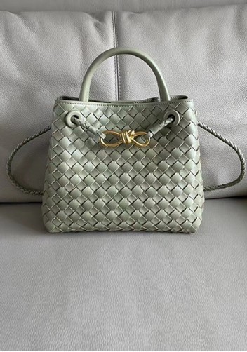 Allegria Woven Small Leather Shoulder Bag Stone Green