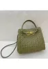 Allegria Woven Small Leather Shoulder Bag Stone Green
