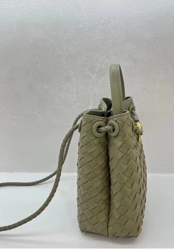 Allegria Woven Small Leather Shoulder Bag Stone Green