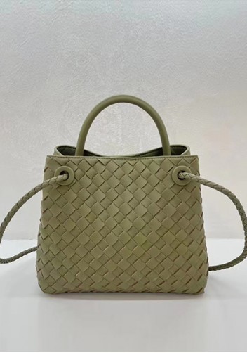 Allegria Woven Small Leather Shoulder Bag Stone Green