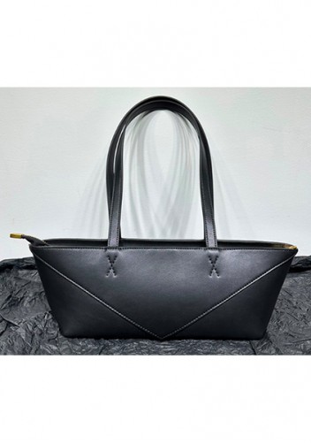 Adrienne Cropped Patchwork Leather Tote Black