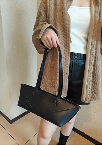 Adrienne Cropped Patchwork Leather Tote Black