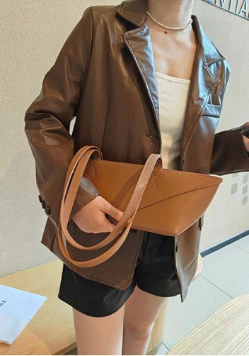 Adrienne Cropped Patchwork Leather Tote Camel