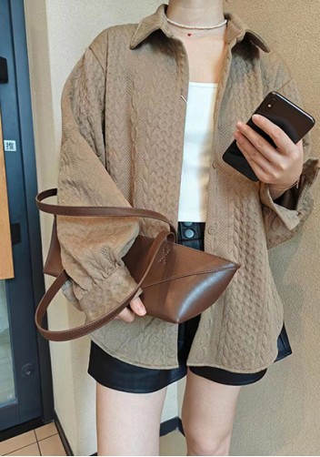 Adrienne Cropped Patchwork Leather Tote Choco