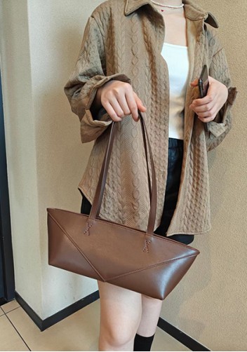 Adrienne Cropped Patchwork Leather Tote Choco