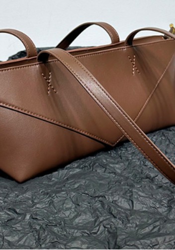 Adrienne Cropped Patchwork Leather Tote Choco