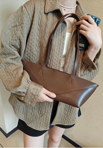 Adrienne Cropped Patchwork Leather Tote Choco