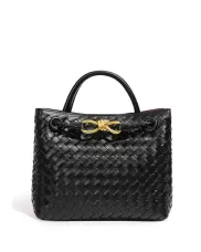 Allegria Woven Small Vegan Leather Shoulder Bag Black