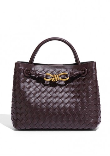 Allegria Woven Small Vegan Leather Shoulder Bag Choco