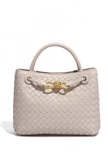 Allegria Woven Small Vegan Leather Shoulder Bag Cream