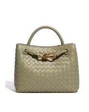 Allegria Woven Small Vegan Leather Shoulder Bag Green