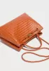 Allegria Woven Large Vegan Leather Shoulder Bag Brown