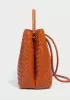 Allegria Woven Large Vegan Leather Shoulder Bag Brown