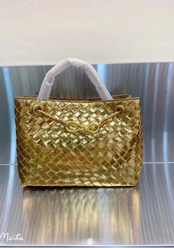 Allegria Woven Small Vegan Leather Shoulder Bag Gold