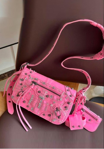 The Route 66 Vegan Leather Horizontal Messenger Bag Clips Pink