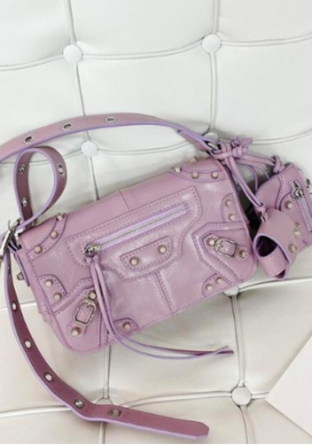 The Route 66 Vegan Leather Horizontal Messenger Bag Purple