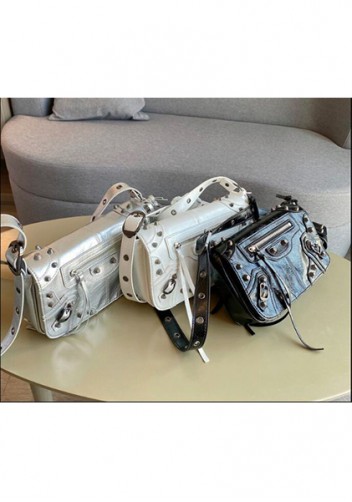 The Route 66 Vegan Leather Horizontal Messenger Bag Silver