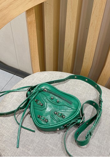 The Route 66 Vegan Leather Heart Shoulder Bag Dark Green