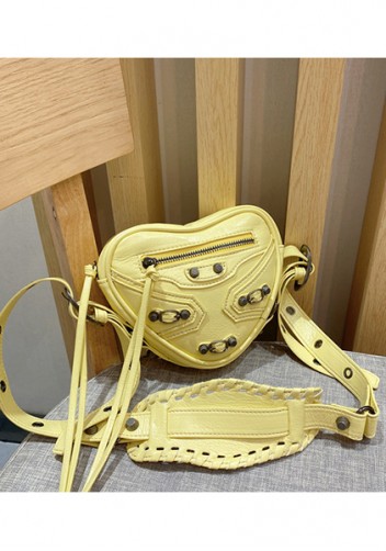 The Route 66 Vegan Leather Heart Shoulder Bag Yellow