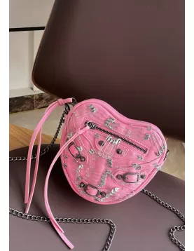 Dr. Martens Heart Shaped Leather Backpack Cross Bag Handbag Purse Peach  Pink