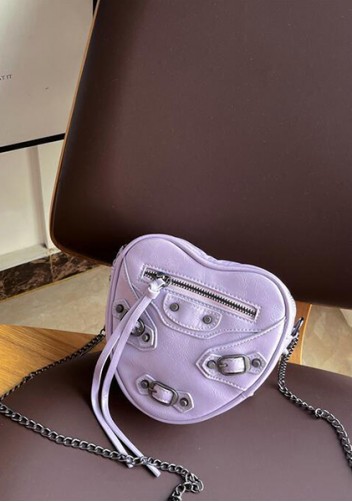 The Route 66 Vegan Leather Heart Shoulder Bag Purple