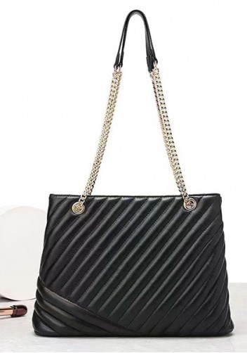 Rosa Tote Quilted Lambskin Leather Black