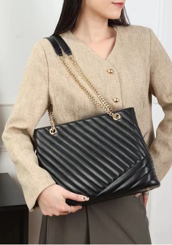 Rosa Tote Quilted Lambskin Leather Black