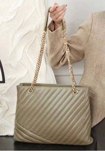 Rosa Tote Quilted Lambskin Leather Khaki