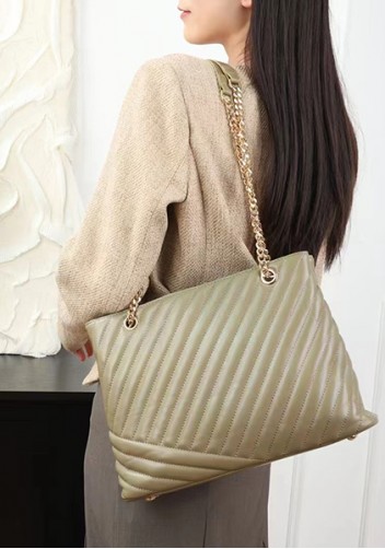 Rosa Tote Quilted Lambskin Leather Khaki