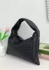 Dina Large Intrecciato Leather Tote Black