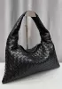 Dina Large Intrecciato Leather Tote Black